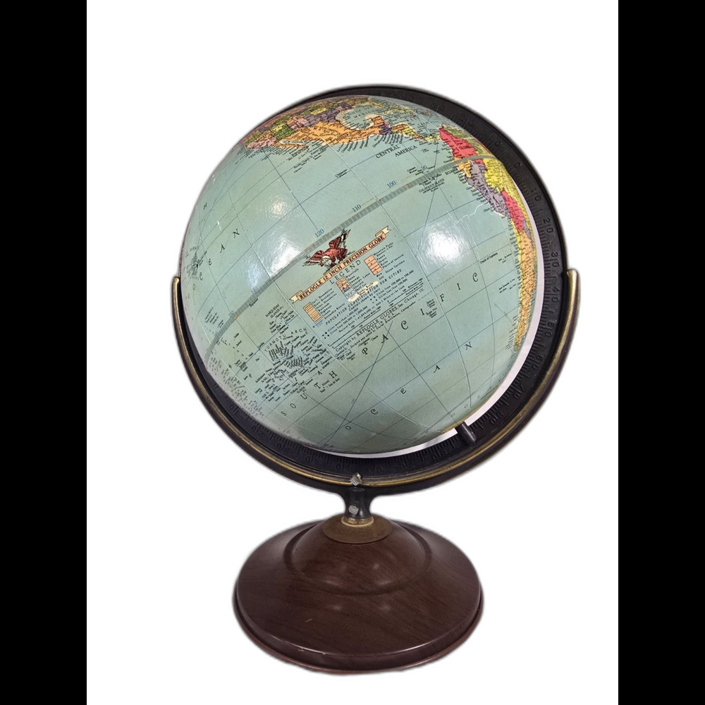 Vintage Replogle 12" Globe USA Metal Base.
